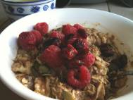 Cold oats like yesterday but also with cranberries and a little coconut oil